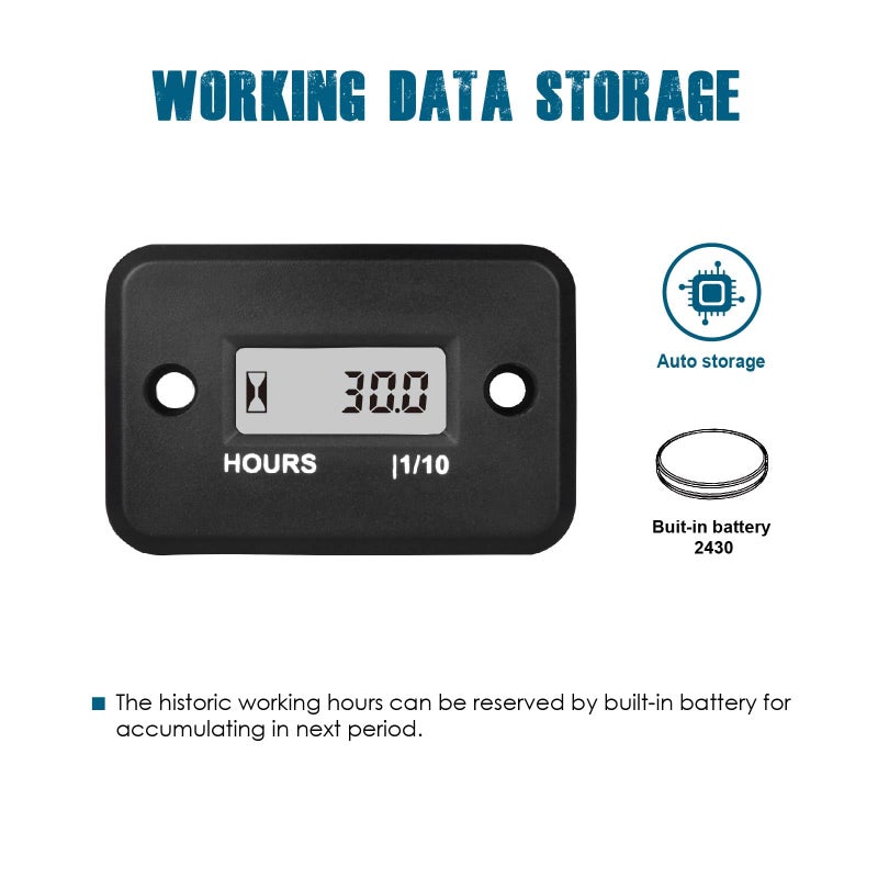 Runleader Digital LCD Maintenance Hour Meter for Small Engine,Waterproof Design,Applicable to Gas Engine Powered Lawn Mower Generator Compressor Motorcycle ATV Outboard Motor Chainsaw etc. - Image 3
